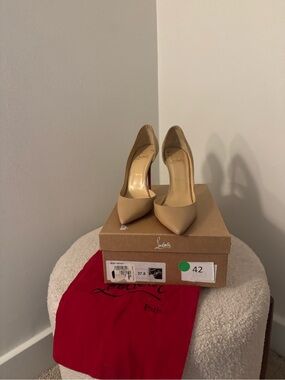 Christian Louboutin Nude Patent Pointed-Toe Pumps